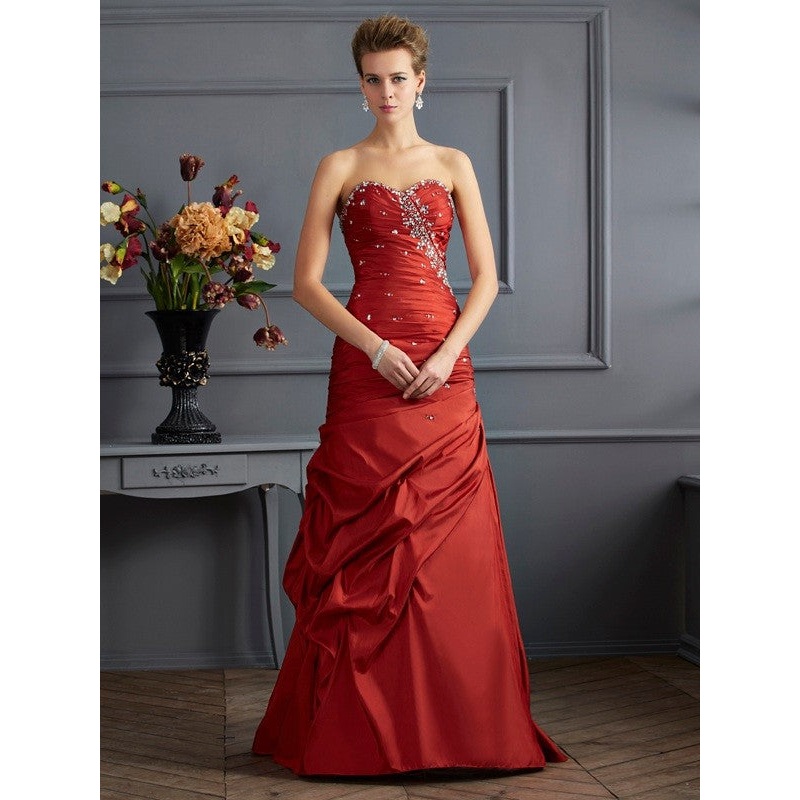 Trumpet/Mermaid Sweetheart Sleeveless Beading Long Taffeta Dresses