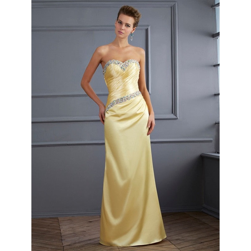 Trumpet/Mermaid Sweetheart Sleeveless Beading Long  Woven Satin Dresses