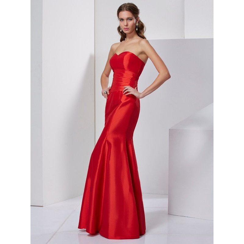 Trumpet/Mermaid Sweetheart Sleeveless Pleats Long Taffeta Dresses