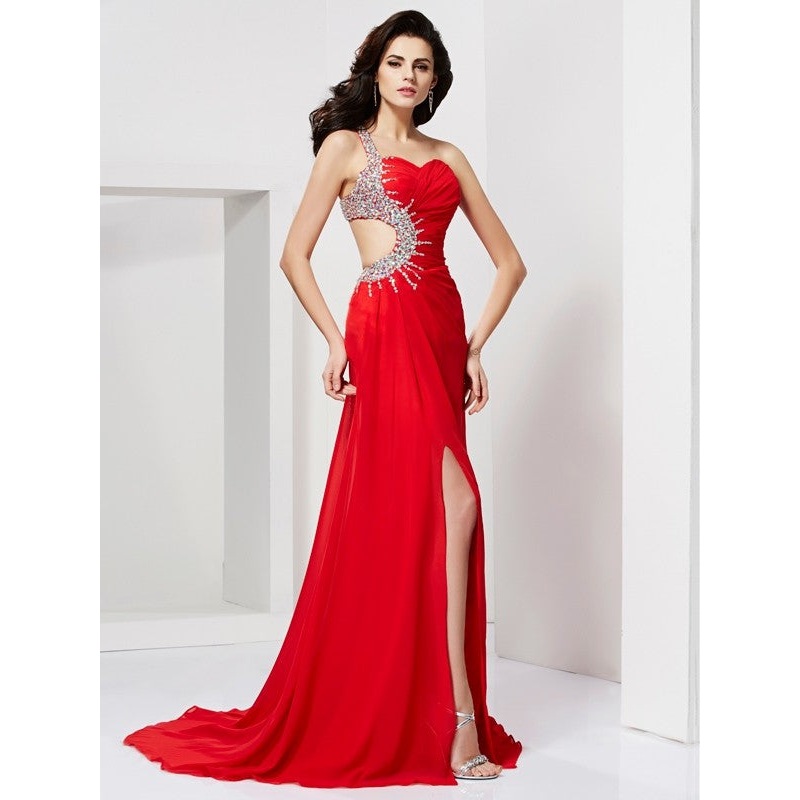 Trumpet/Mermaid Sweetheart Sleeveless Pleats Beading Long Chiffon Dresses