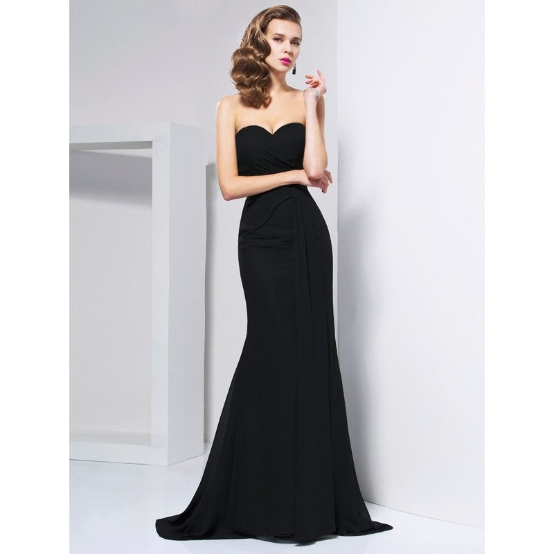 Trumpet/Mermaid Sweetheart Sleeveless Pleats Long Chiffon Dresses