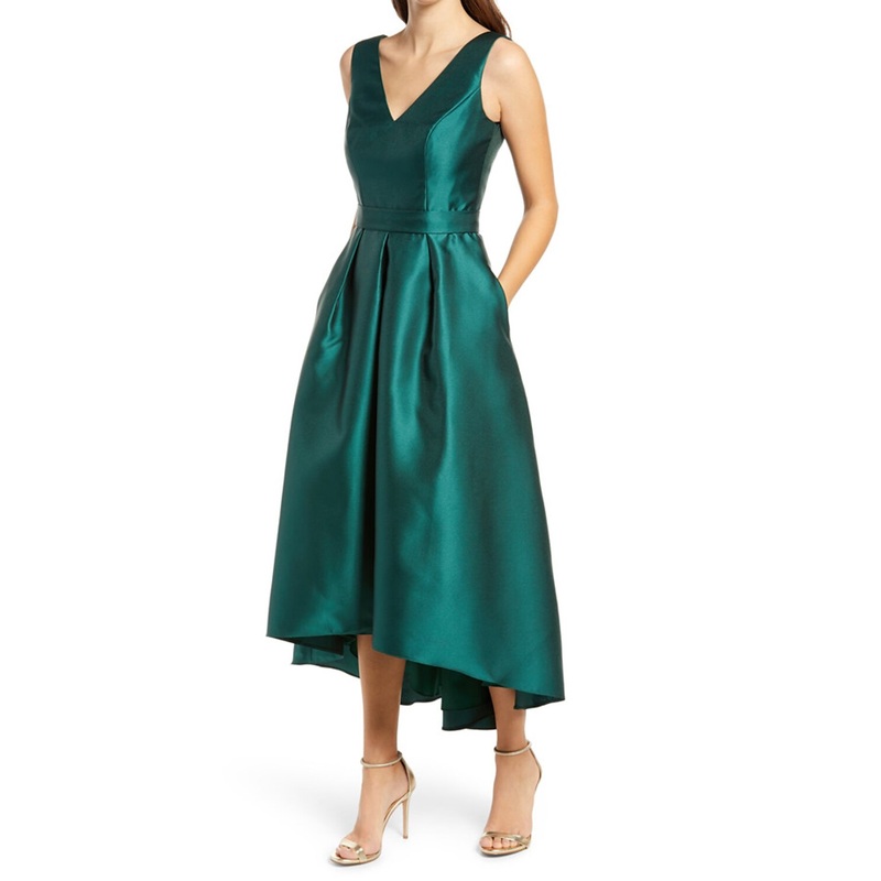 A-Line Cocktail Dresses Elegant Dress Party Wear Wedding Party Asymmetrical Sleeveless V Neck Pocket Satin with Pocket 2025