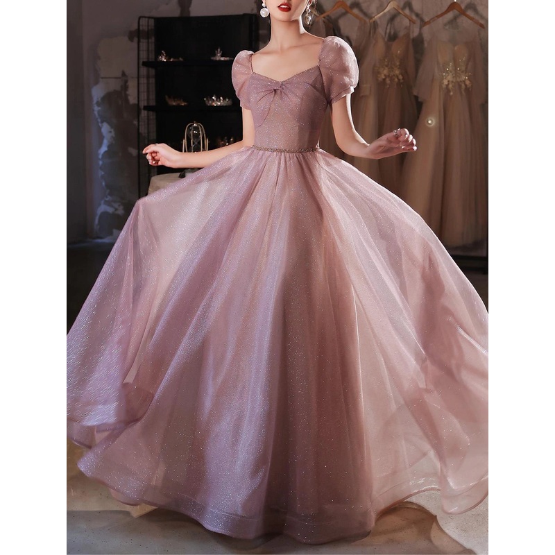 A-Line Beautiful Back Elegant Prom Formal Evening Birthday Dress Sweetheart Neckline Short Sleeve Floor Length Lace with Beading