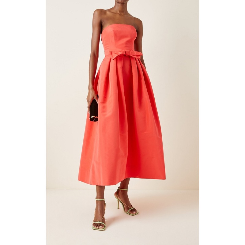 A-Line Cocktail Dresses Minimalist Dress Homecoming Wedding Guest Tea Length Sleeveless Strapless Satin with Sash / Ribbon Pure Color