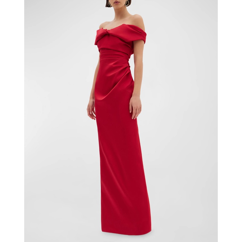 A noble sleeveless off shoulder and floor length off shoulder straight prom dress