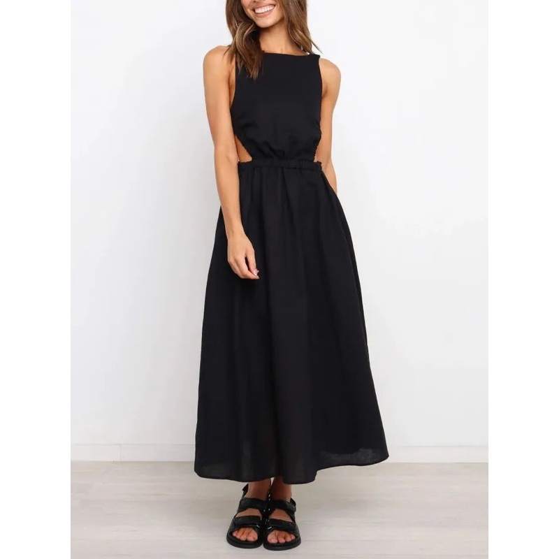 Unique and sexy back summer prom dress