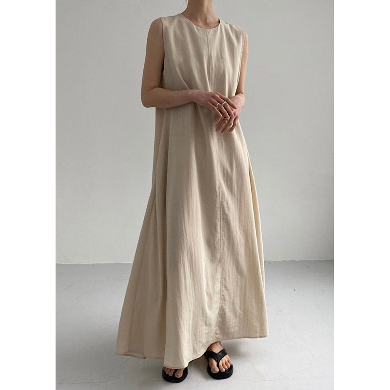 Khaki Cozy Loose Long Dress Sleeveless