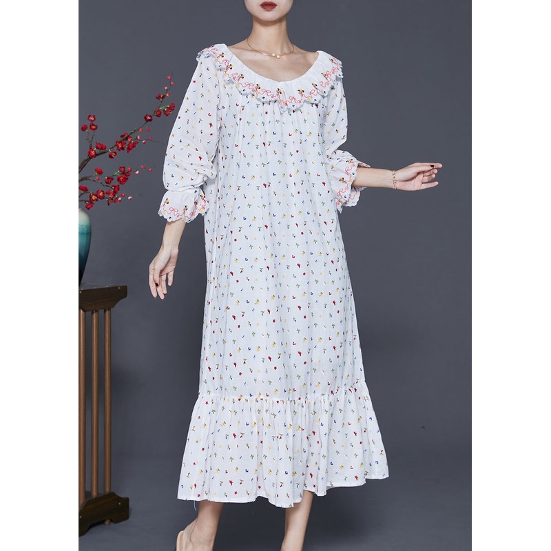 Art White Embroidered Cotton Vacation Dresses Spring