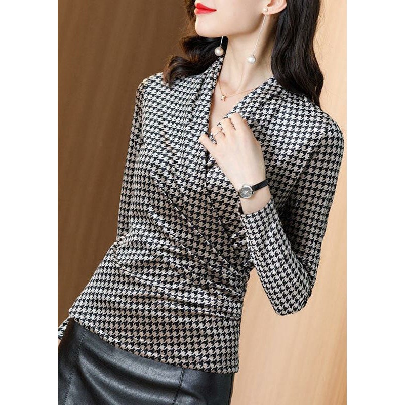 Slim Fit V Neck Print Wrinkled Shirts Spring
