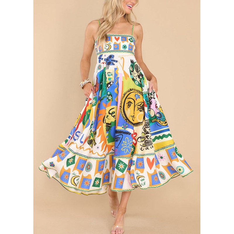 Beautiful Multi Print Spaghetti Strap Dress Sleeveless