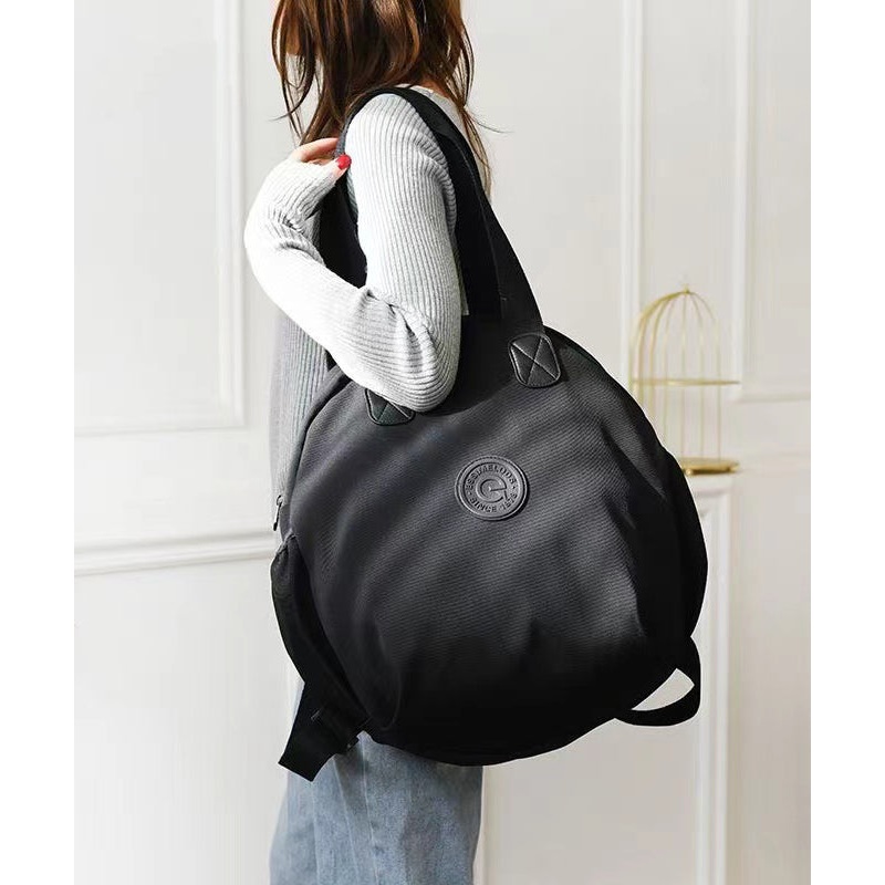 Casual Versatile Black Nylon Durable Tote Handbag