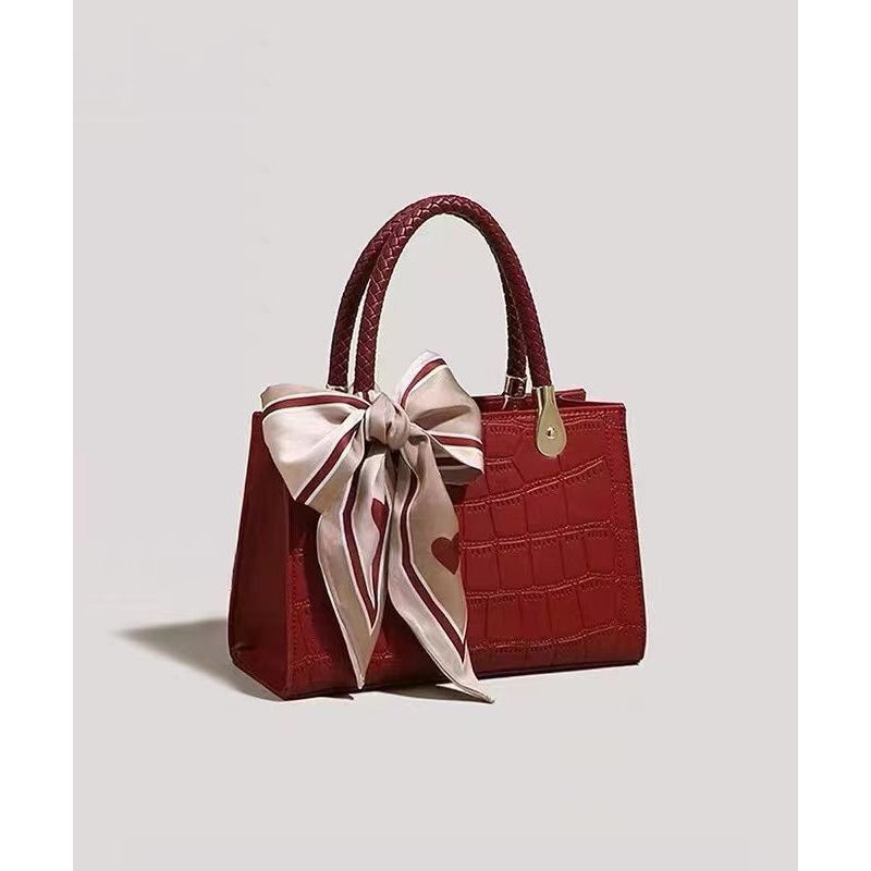 Classy Red Versatile Faux Leather Tote Handbag
