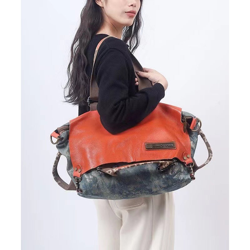 Italian Large Capacity Print Versatile Satchel Bag Handbag