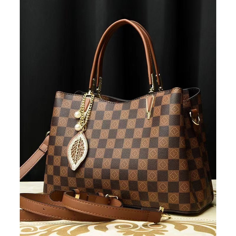 New Versatile Brown Solid Durable Leather Tote Handbag