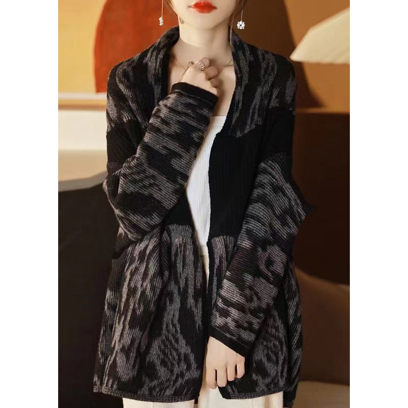Black Pockets Cozy Wool Knit Cardigan V Neck Spring