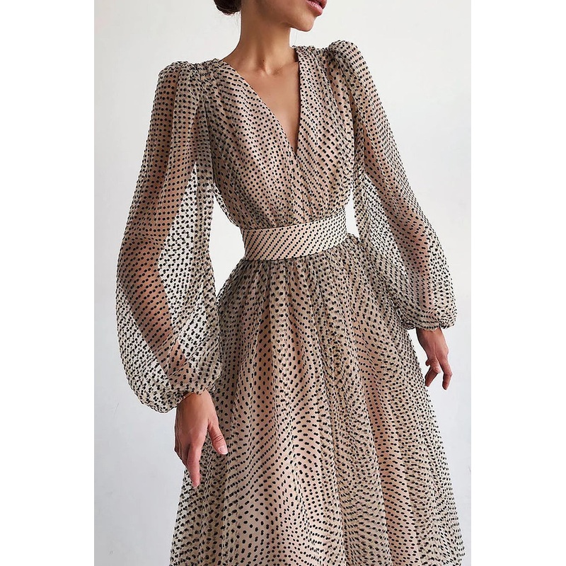 Elegant Dot Patchwork A Line Dresses