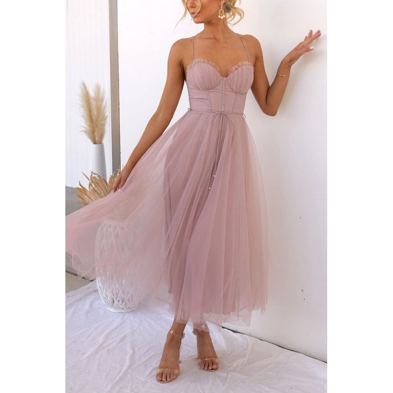 Modern Princess Chiffon Suspenders Mesh Party Dress