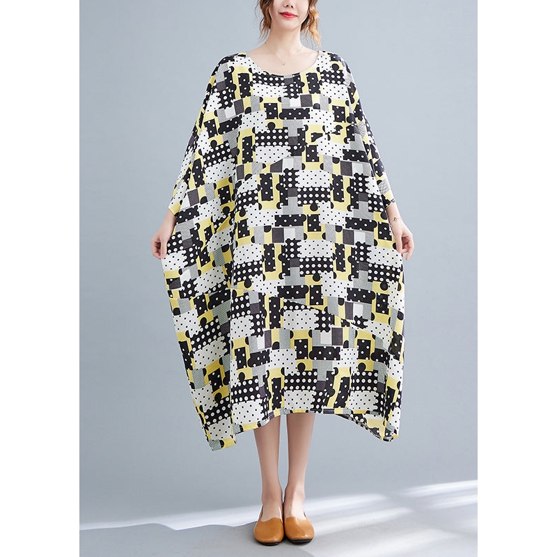Yellow O-Neck Holiday Maxi Dress Spring