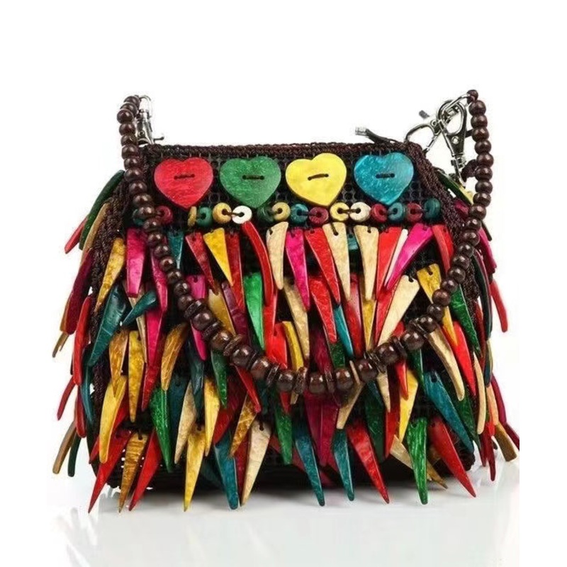 Bohemian Ethnic Style Wooden Tasseled Messenger Bag