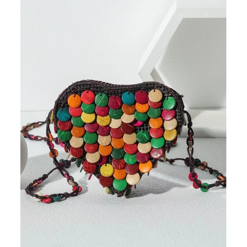 Bohemian Heart Handmade Beaded Diagonal Cross Bag