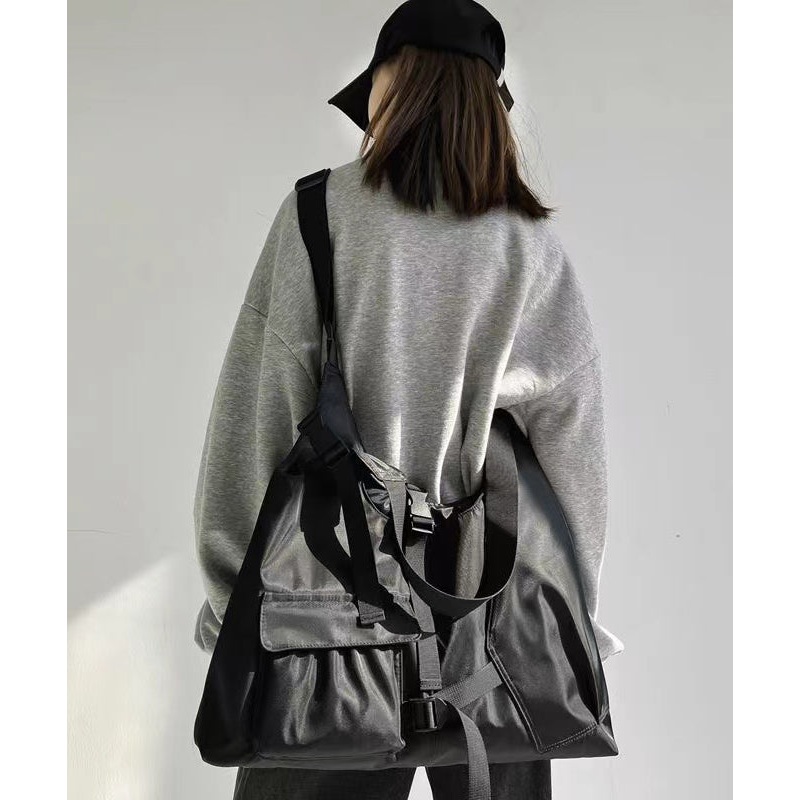 Casual Versatile Black Large Capacity Crossbody Bag