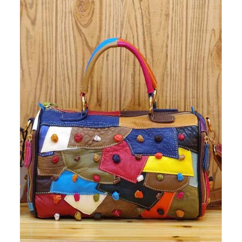 New Boutique Polychrome Calf Leather patchwork Tote Handbag