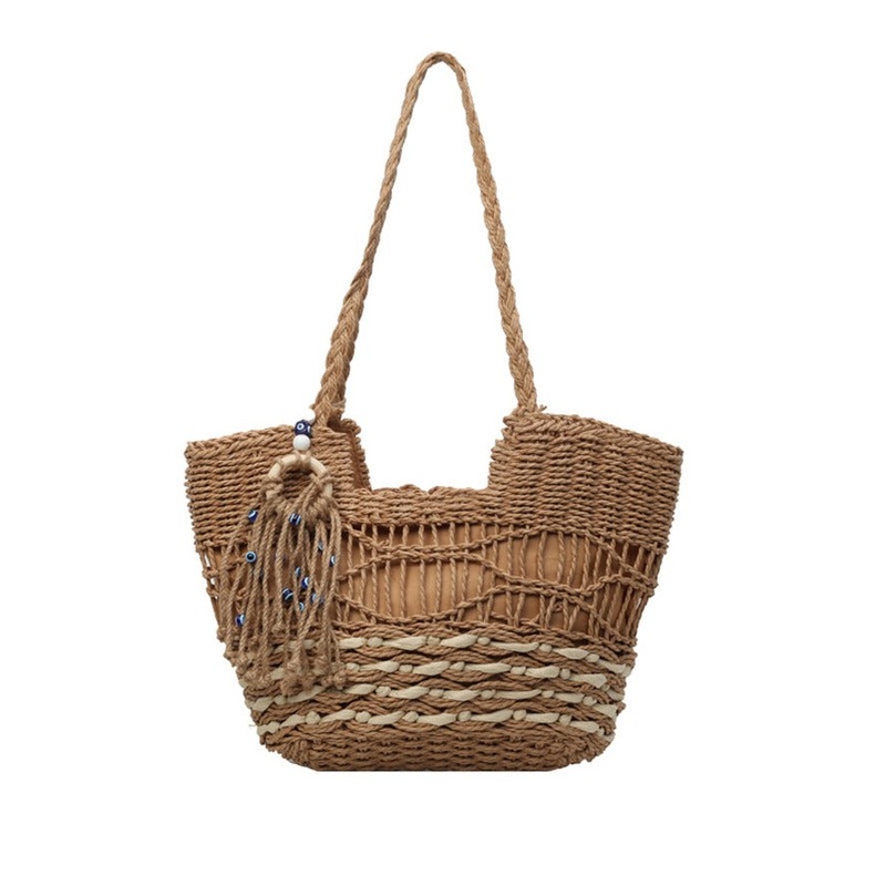 New Casual Khaki Versatile Grass Woven Shoulder Bag