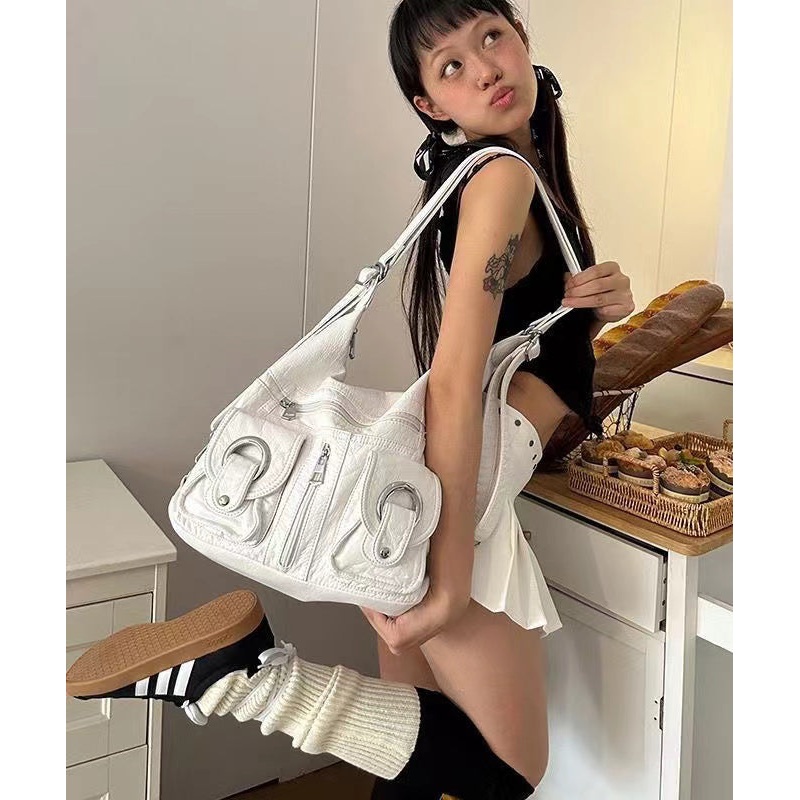 Novelty White High Capacity Design Crossbody Shoulder Bag