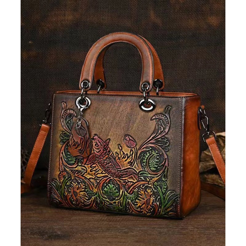 Original Chinese Style Handmade Embossed Tote Bandbag