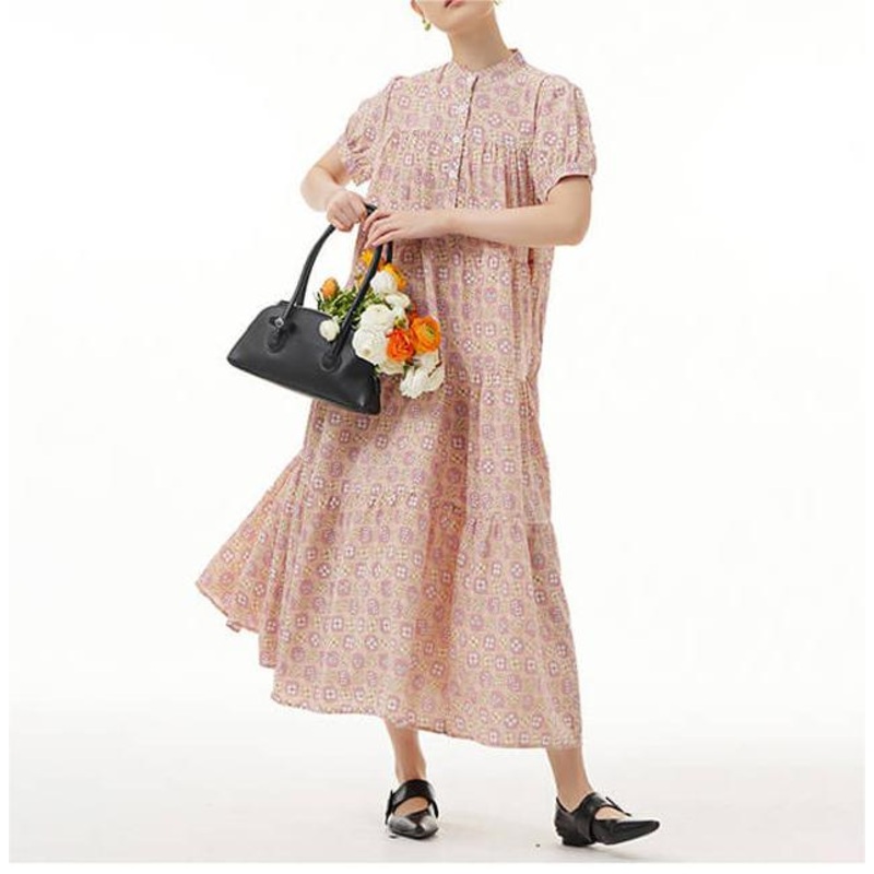 Casual Loose Floral Summer Dress Short Sleeve