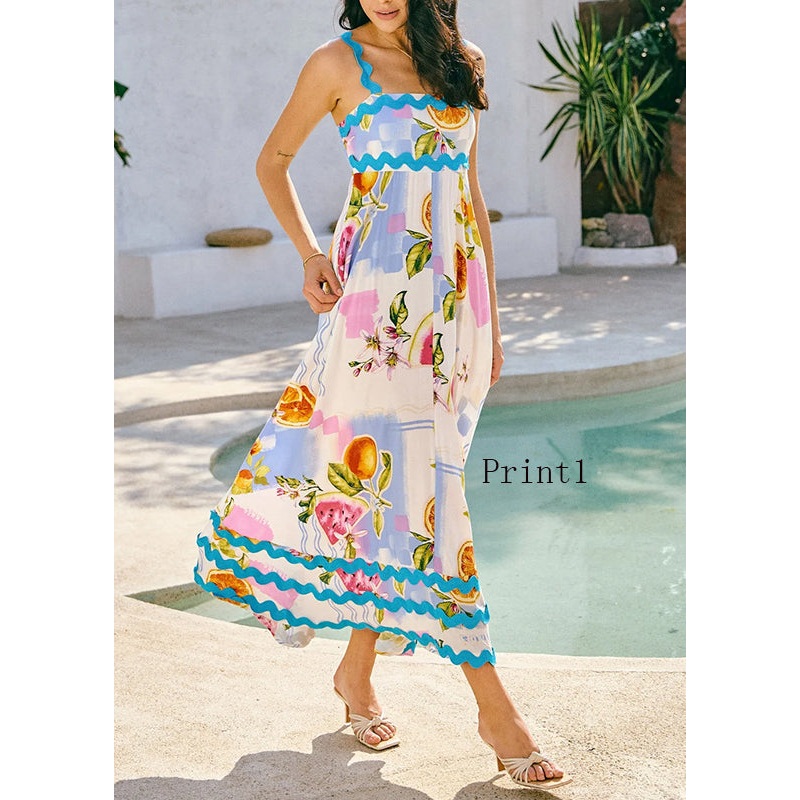 Bohemian Print Holiday Spaghetti Strap Dress Sleeveless