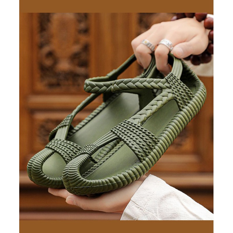 Casual Hollow Out Splicing Sandals Army Green