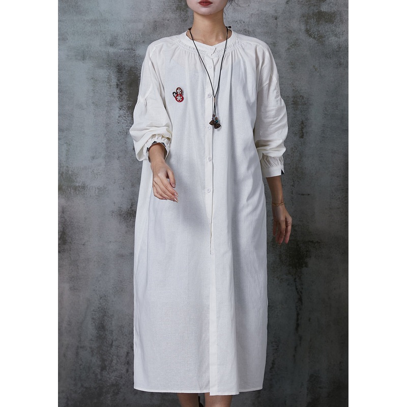 Art White Oversized Cotton Maxi Dress Spring