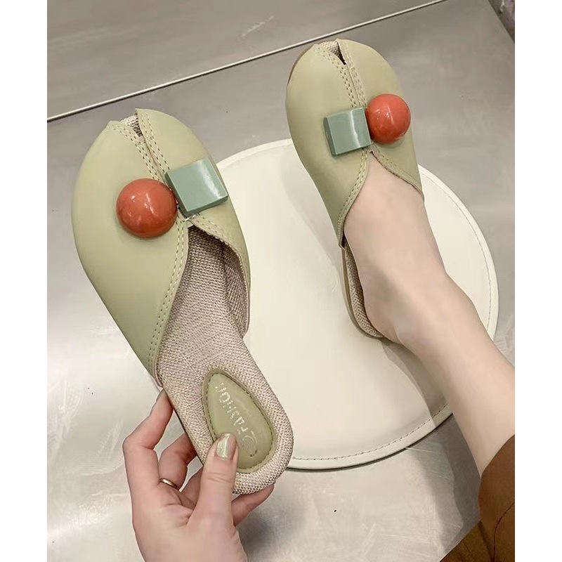 Green Casual Versatile Soft Splicing Slide Sandals