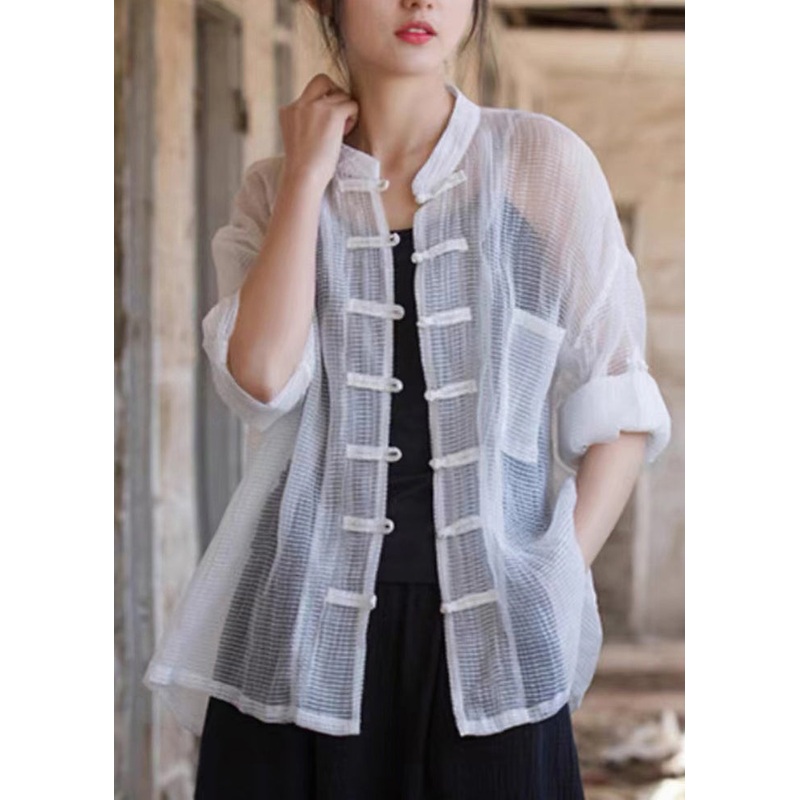 Chic White Patchwork Solid Top Long Sleeve
