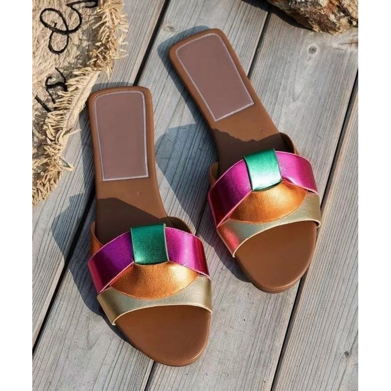 Casual Comfy Multicolor Beach Slippers Peep Toe
