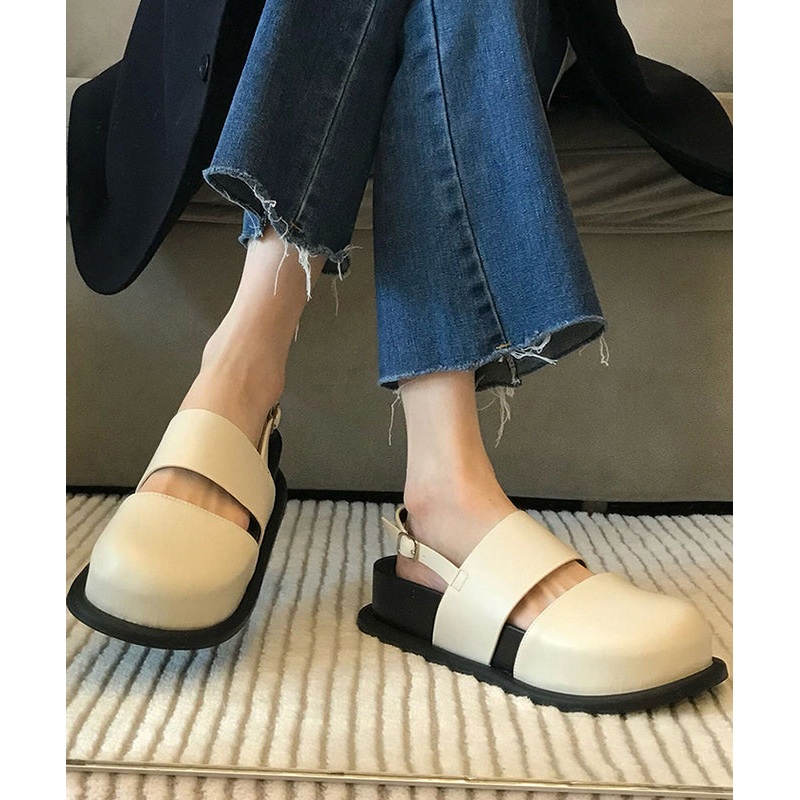 Beige Comfortable Splicing Platform Sandals Hollow Out