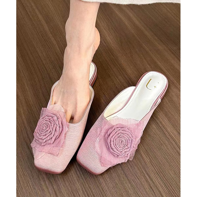 Fashion Light Purple Floral Splicing Slide Sandals