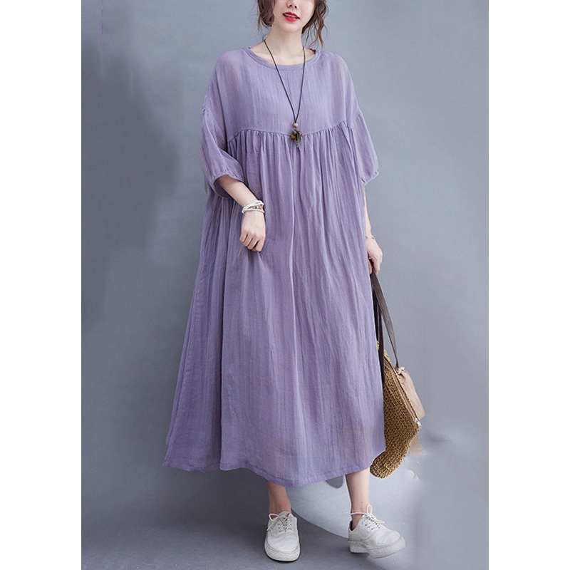 Art Purple Patchwork Long Beach Dress Summer