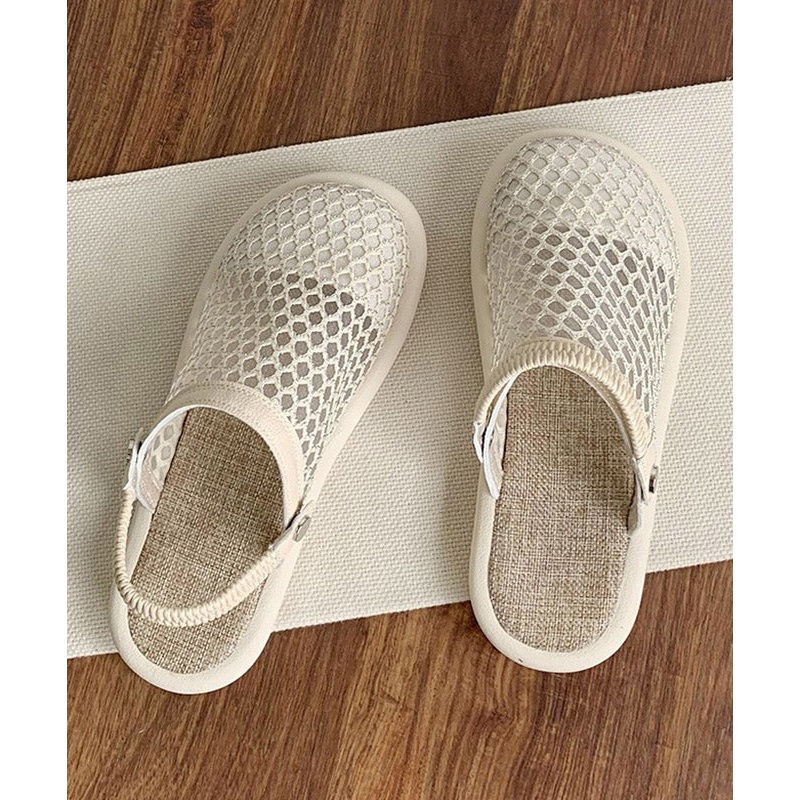 Beige Hollow Out Breathable Mesh Casual Splicing Sandals
