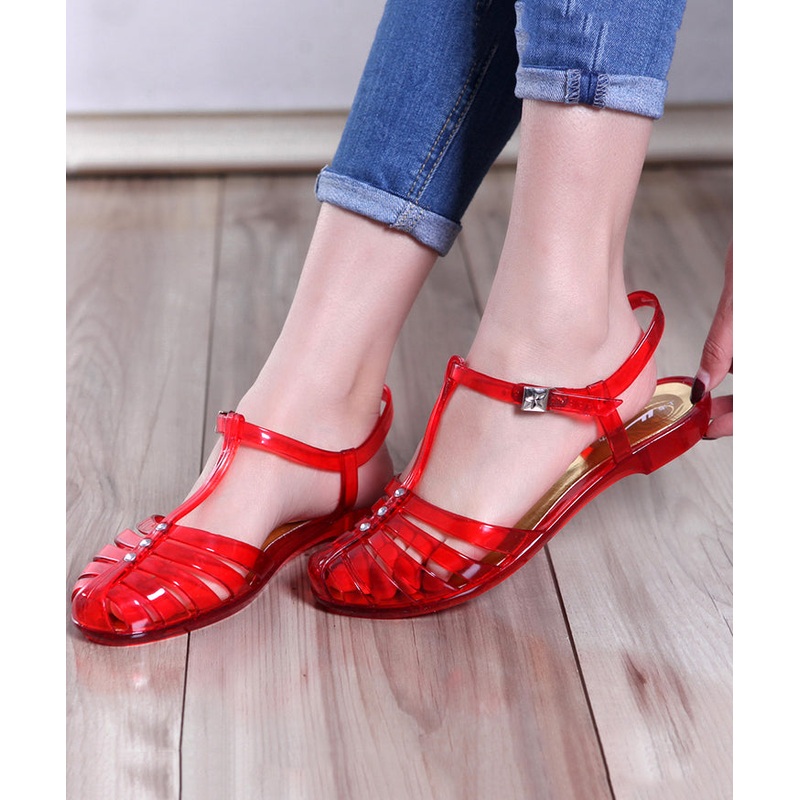 Bohemian Red Hollow Out Walking Sandals Buckle Strap