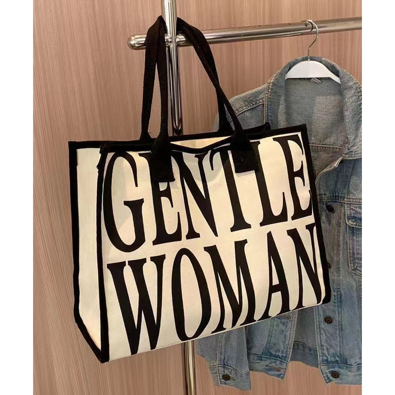 Versatile Large Capacity Black Graphic Canvas Satchel Bag Handbag
