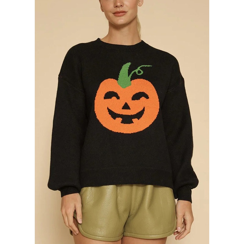 Jacquard Pumpkin Cozy Patchwork Knit Sweaters Fall