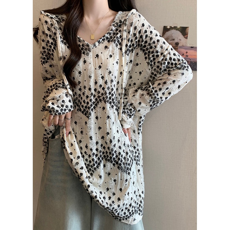 Beige Lace Up Cozy Cotton Top Hooded Fall