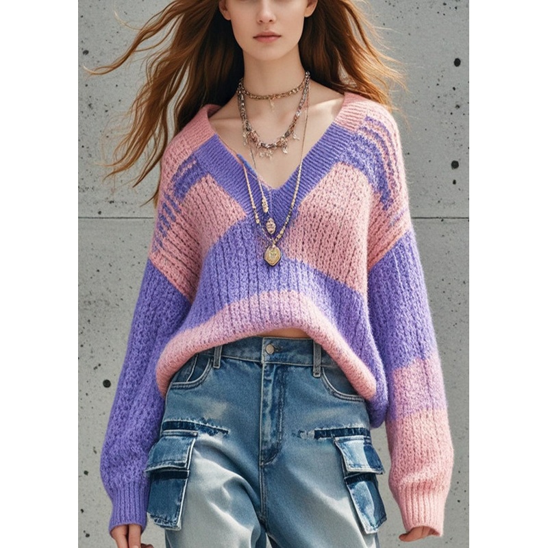 Elegant V Neck Chunky Oversized Knit Sweaters Fall
