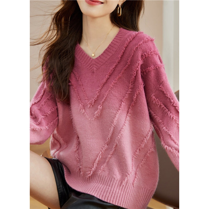 Bohemian Rose Tasseled Cozy Wool Knit Sweater Fall