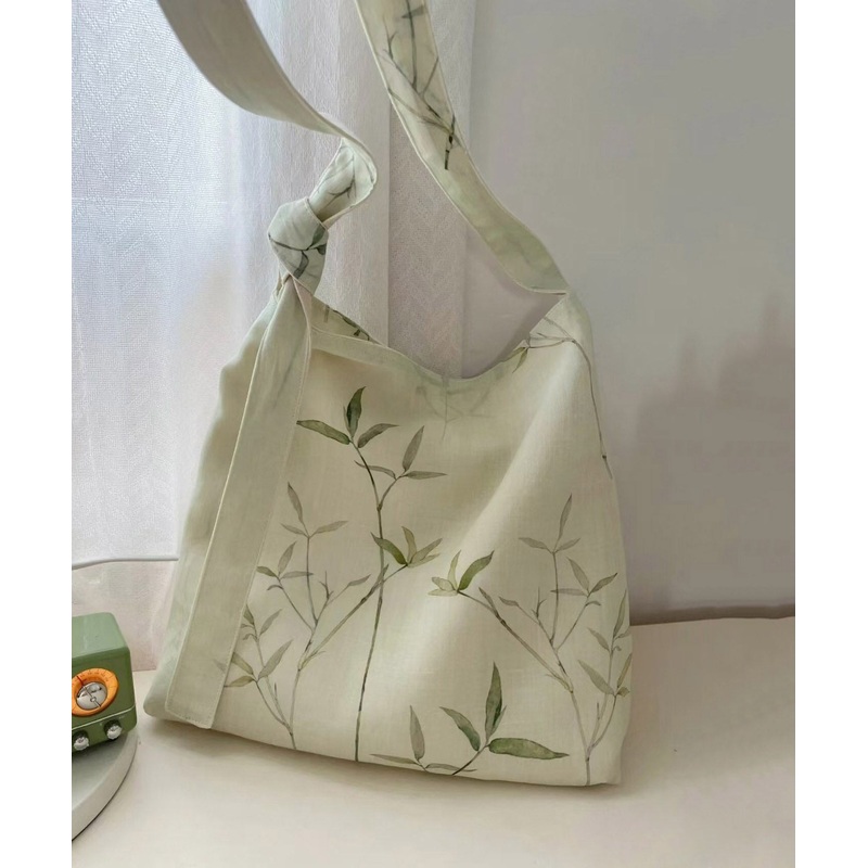 2024 New Bamboo Leaf National Style Canvas Shoulder Crossbody Bag