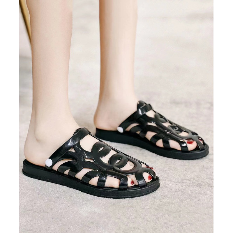 Black Hollow Out Splicing Casual Comfy Slide Sandals