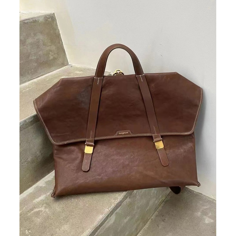 Boutique Versatile Brown Calf Leather Messenger Bag