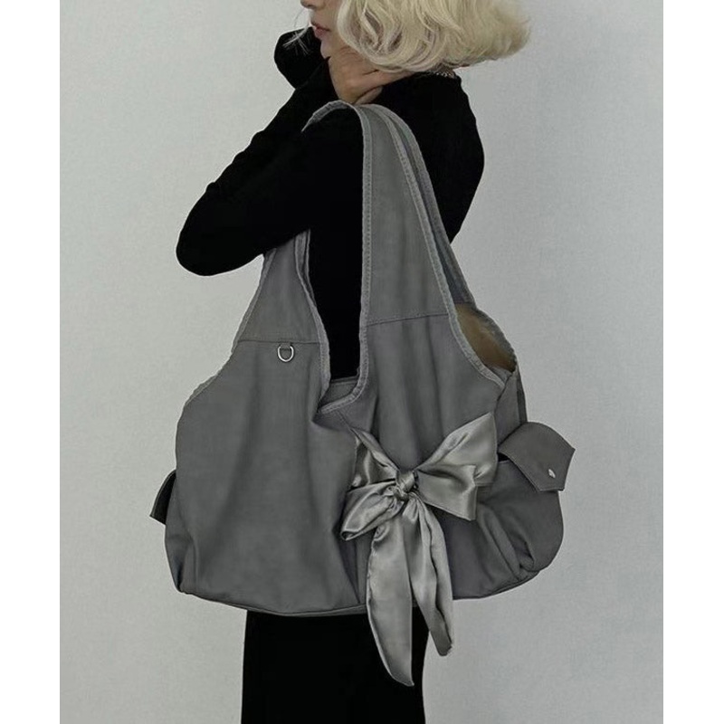 Fashion Bow Lazy Style Large Capacity Spliced Shoulder Bag